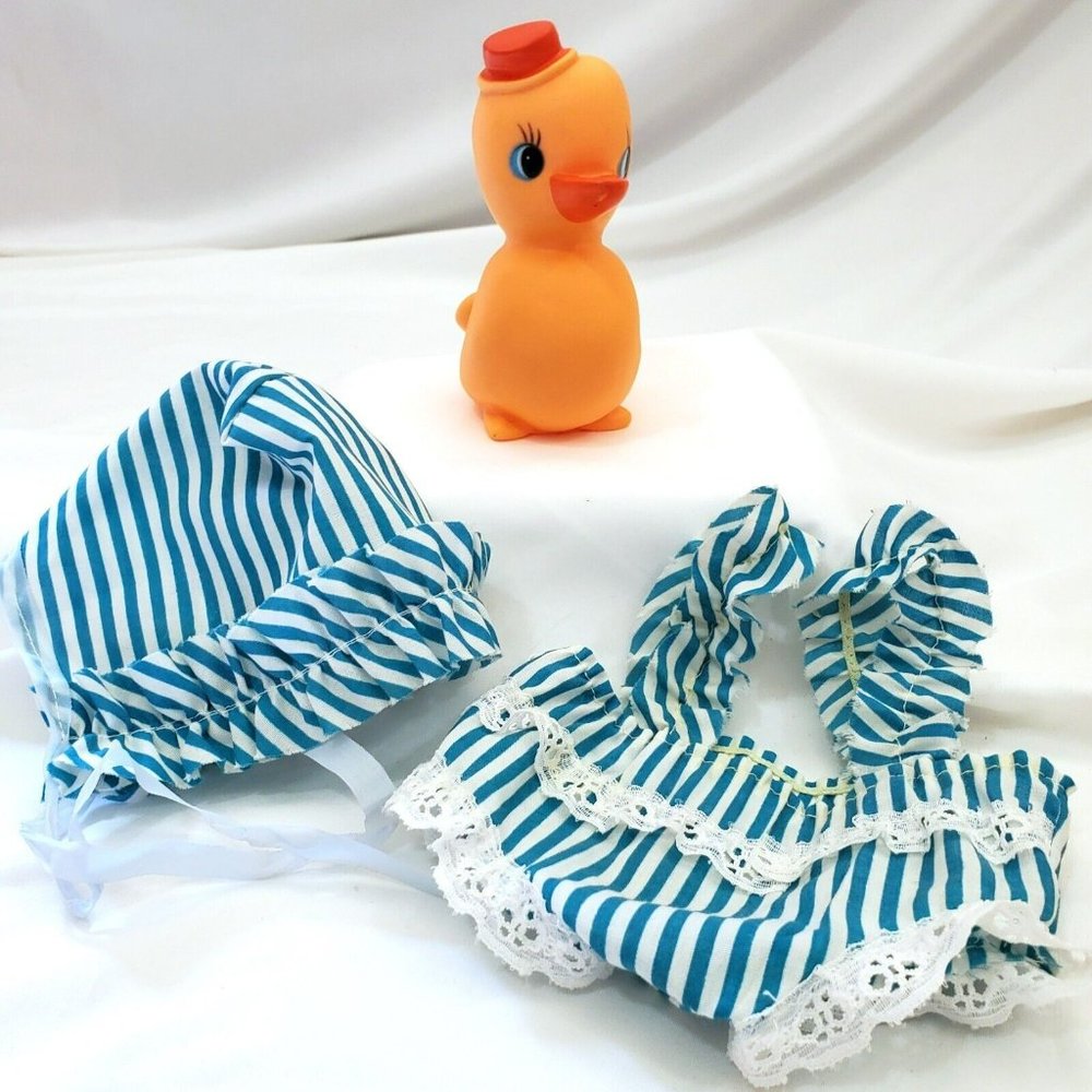 Uneeda Doll REPLACEMENT OUTFIT & RUBBER DUCKIE for Chubby Tub A Tot VINTAGE 1989